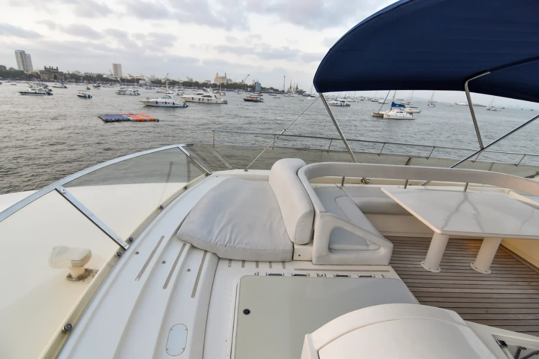 Interior luxury lounge of Allegra superyacht in Mumbai